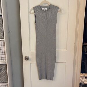 Magaschoni Gray Ribbed Midi Dress and matching sweater